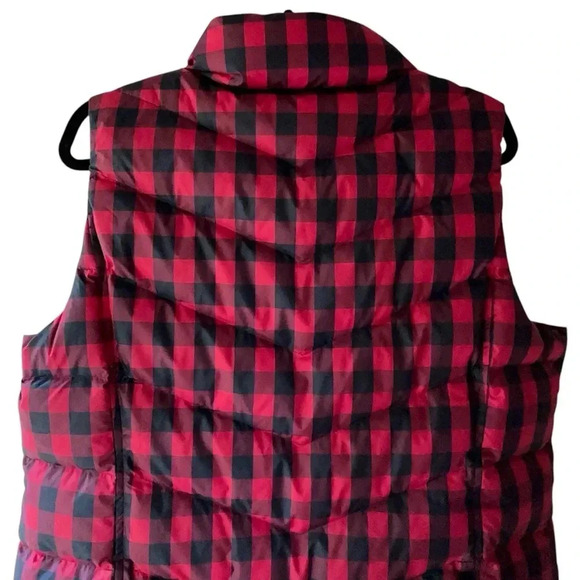 LANDS’ END NWOT DOWN VEST NAVY & RED BUFFALO PLAID POCKETS | SIZE: L / PETITE - Picture 7 of 9